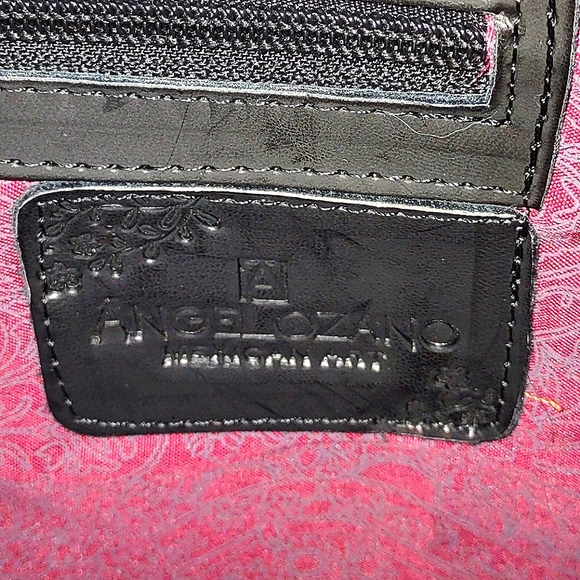 AngeLozano Flora Engraved Leather Tote with Floral Loom - Picture 8 of 16
